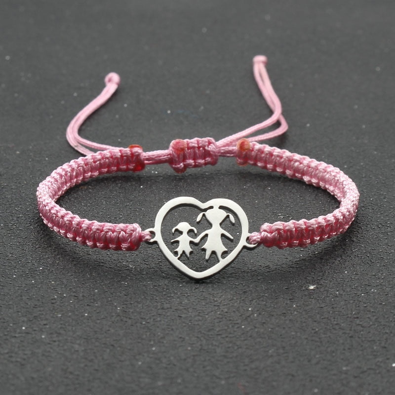 bracelet-mere-fille-acier-rose