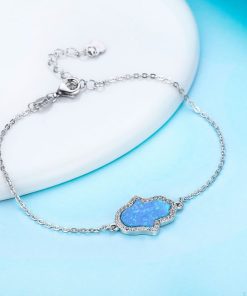 Bracelet Main de Fatma Argent bleu